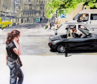 La décapotable (quartier de la Bourse, Bruxelles) - 2009 - 40 X 35 cm