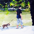 L‘homme au chien (étangs d‘Ixelles, Bruxelles) - 2009 - 30 X 30 cm