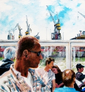 La visite du port (Hambourg) - 2010 - 36 X 39 cm