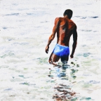 Baigneur au slip bleu (Dakar, Sénégal) - 2012 - 30 X 30 cm