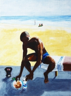 Le thé sur la plage (Popenguine, Sénégal) - 2012 - 30 X 40 cm