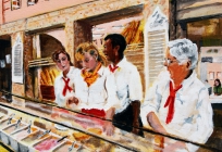Les filles du "Suisse" (Quartier de la Bourse, Bruxelles) - 2012 - 42 X 29 cm